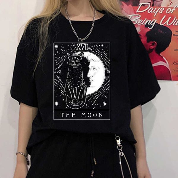 women's t-shirt black t-shirt women vintage grunge style tee tarot card the moon and cat aesthetic harajuku hipster ulzzang edgy graphi, White
women's t-shirt black t-shirt women vintage grunge style tee tarot card the moon and cat aesthetic harajuku hipster ulzzang edgy graphi, White