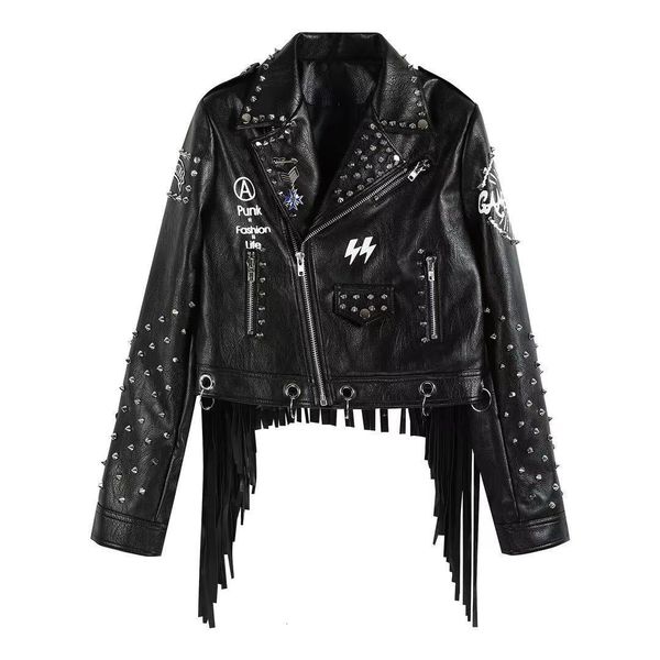 women's jackets led personalized autumn and winter letter graffiti printing rivets slim short leather jacket women 230223, Black;brown
women's jackets led personalized autumn and winter letter graffiti printing rivets slim short leather jacket women 230223, Black;brown