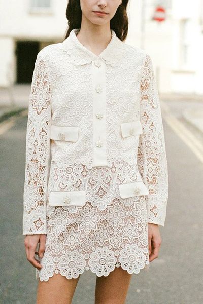 two piece dress autumn doll collar water soluble flower lace embroidery short coat high waist aline skirts set 230222, White
two piece dress autumn doll collar water soluble flower lace embroidery short coat high waist aline skirts set 230222, White