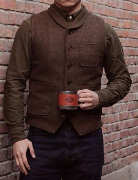 men's vests vest coffee lapel collar herringbone tweed male gentleman business waistcoat steampunk clothing plus size for men 230222, Black;white
men's vests vest coffee lapel collar herringbone tweed male gentleman business waistcoat steampunk clothing plus size for men 230222, Black;white