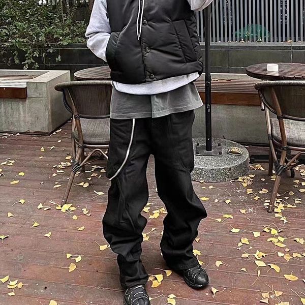 men's plus size pants high street zipper black straight cargos casual baggy vintage hip hop oversized, Black;brown
men's plus size pants high street zipper black straight cargos casual baggy vintage hip hop oversized, Black;brown