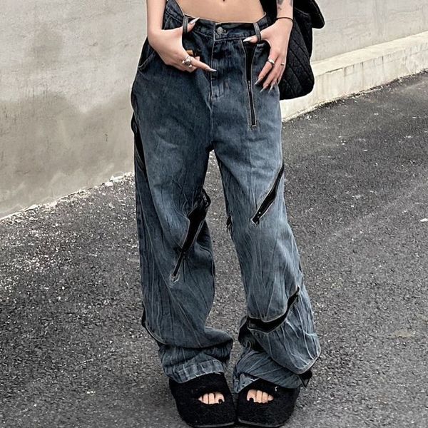 women's jeans american style y2k zipper decoration distressed washed heavy industry straight loose wide leg trousers 230223, Blue
women's jeans american style y2k zipper decoration distressed washed heavy industry straight loose wide leg trousers 230223, Blue
