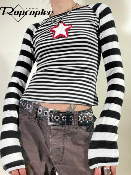 women's t-shirt rapcopter y2k star striped crop knitted o neck full sleeve t shirt women punk grunge retro tee harajuku autumn korean, White
women's t-shirt rapcopter y2k star striped crop knitted o neck full sleeve t shirt women punk grunge retro tee harajuku autumn korean, White