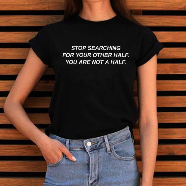 women's t-shirt ssearching for your other half women's feminism quotes t-shirt tumblr fashion cute letters printed tee girl power, White
women's t-shirt ssearching for your other half women's feminism quotes t-shirt tumblr fashion cute letters printed tee girl power, White