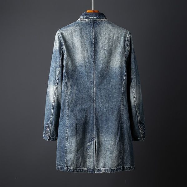 men's jackets brand autumn mens medium length denim long sleeve single breasted pockets plus size trench coats chaqueta hombre 230223, Black;brown
men's jackets brand autumn mens medium length denim long sleeve single breasted pockets plus size trench coats chaqueta hombre 230223, Black;brown