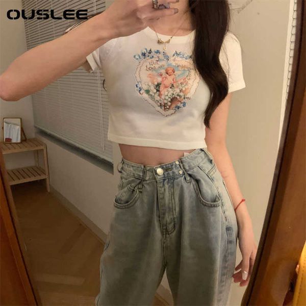 women's t-shirt ouslee female korean style angel printed high waist short sleeve navel skinny stitching t-shirt dent women's l230, White
women's t-shirt ouslee female korean style angel printed high waist short sleeve navel skinny stitching t-shirt dent women's l230, White