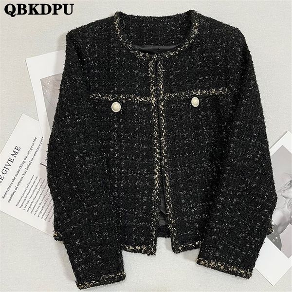 women's jackets vintage black cropped tweed jacket women korean elegant slim coat spring long sleeve streetwear outwear basic solid cha, Black;brown
women's jackets vintage black cropped tweed jacket women korean elegant slim coat spring long sleeve streetwear outwear basic solid cha, Black;brown