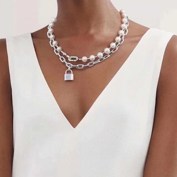 pendant necklaces jewelry for women necklace pearl double layer stainless steel gift lock birthday wholesale 230223, Silver
pendant necklaces jewelry for women necklace pearl double layer stainless steel gift lock birthday wholesale 230223, Silver
