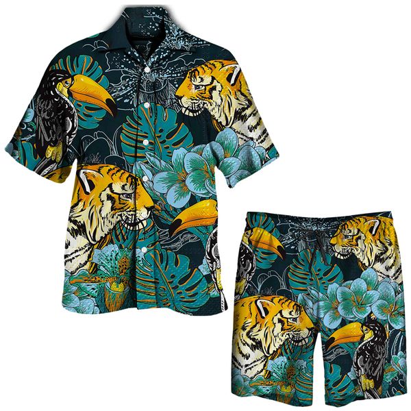 men's tracksuits tiger print hawaiian set casual short sleeve button shirtbeach shortssuit trendy street holiday summer two piece 23022, Gray
men's tracksuits tiger print hawaiian set casual short sleeve button shirtbeach shortssuit trendy street holiday summer two piece 23022, Gray