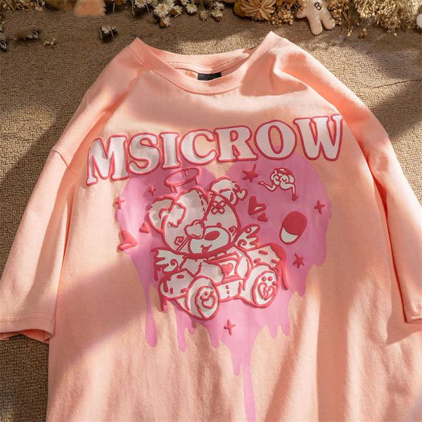 women's t-shirt cotton korean version of kawaii pink love bear print text short-sleeved t-shirt female harajuku bf style clothes l23022, White
women's t-shirt cotton korean version of kawaii pink love bear print text short-sleeved t-shirt female harajuku bf style clothes l23022, White