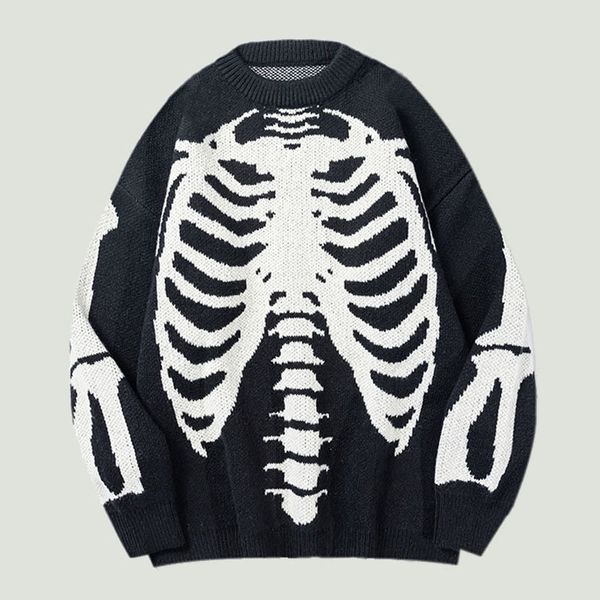 men's tshirts streetwear oversized knitted sweaters mens vintage skeleton bone printed hip hop harajuku patchwork casual pullover black, White;black
men's tshirts streetwear oversized knitted sweaters mens vintage skeleton bone printed hip hop harajuku patchwork casual pullover black, White;black