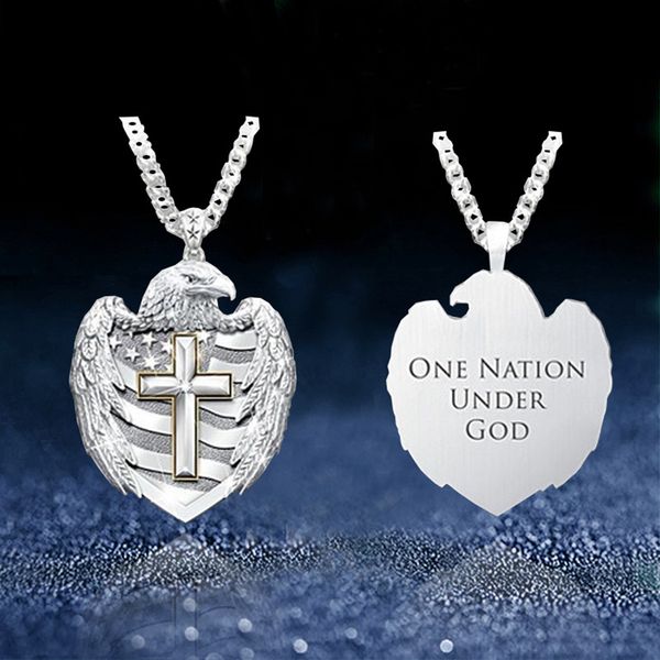 10pcs eagle pendant necklace american flag necklace cross religious elements prayer carving accessories, Silver
10pcs eagle pendant necklace american flag necklace cross religious elements prayer carving accessories, Silver