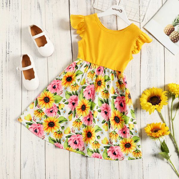 girl's dresses kid girl floral splice dress with fly sleeve z0223, Red;yellow
girl's dresses kid girl floral splice dress with fly sleeve z0223, Red;yellow