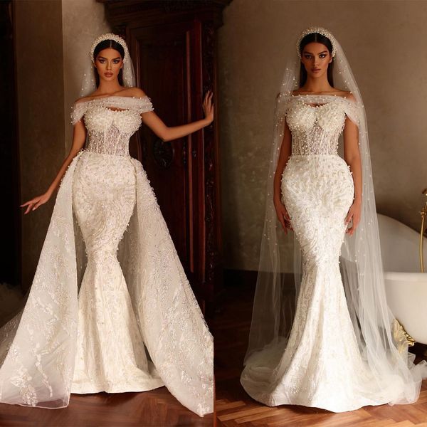 glamorous mermaid wedding dresses sweetheart high waist sleeveless whole body pearls backless zipper floor length custom made plus size vest, White
glamorous mermaid wedding dresses sweetheart high waist sleeveless whole body pearls backless zipper floor length custom made plus size vest, White