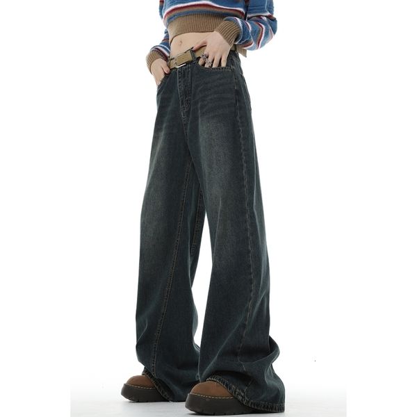 women's jeans vintage blue women high waist american fashion streetwear wide leg jean female denim trouser straight stripe pants 230223
women's jeans vintage blue women high waist american fashion streetwear wide leg jean female denim trouser straight stripe pants 230223