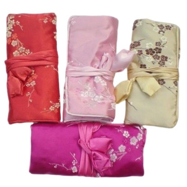 custom travel silk brocade jewelry roll bags embroidery elegant 3 zip up storage bags drawstring pouches (10pcs), Pink;blue
custom travel silk brocade jewelry roll bags embroidery elegant 3 zip up storage bags drawstring pouches (10pcs), Pink;blue