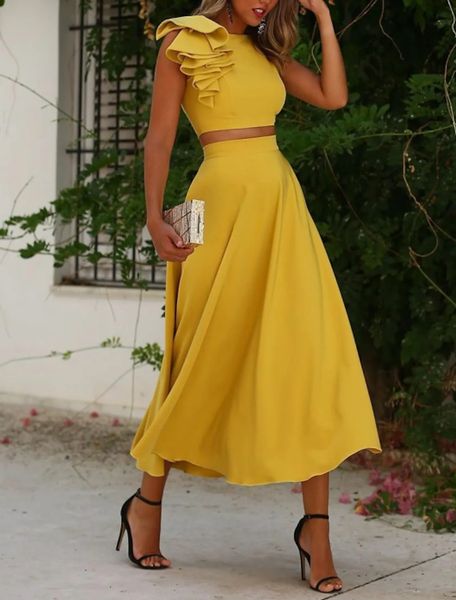 two piece cocktail party dresses elegant ankle length jewel sleeveless ruffles satin prom formal gowns graduation wear vestidos de feast, Black
two piece cocktail party dresses elegant ankle length jewel sleeveless ruffles satin prom formal gowns graduation wear vestidos de feast, Black