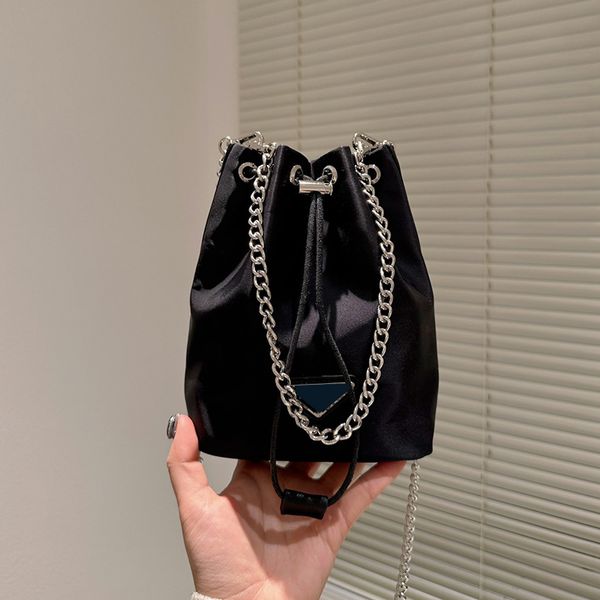 womens designer nylon drawstring bucket bags silver metal hardware chain crossbody shoulder mini waterproof cosmetic case timeless triangle
womens designer nylon drawstring bucket bags silver metal hardware chain crossbody shoulder mini waterproof cosmetic case timeless triangle