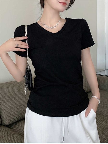 women's t-shirt alien kitty 2023 new t-shirts fashion slim ol short sleeve women solid summer casual chic v-neck loose mujer office lad, White
women's t-shirt alien kitty 2023 new t-shirts fashion slim ol short sleeve women solid summer casual chic v-neck loose mujer office lad, White