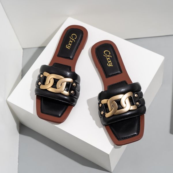 new women flip flops sandal 2023 summer slides fashion black metal chain decorated flat round toe women slides female beach shoes
new women flip flops sandal 2023 summer slides fashion black metal chain decorated flat round toe women slides female beach shoes