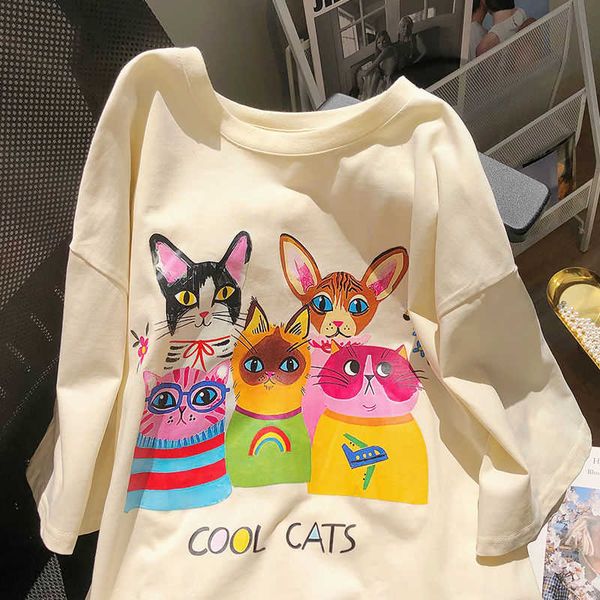 women's t-shirt apricot creative cartoon cats cute graphic t shirts 2022 korean brand streetwear casual short sleeve summer large 2xl, White
women's t-shirt apricot creative cartoon cats cute graphic t shirts 2022 korean brand streetwear casual short sleeve summer large 2xl, White