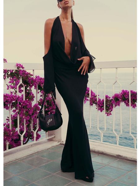 casual dresses halter long dress women swinging collar off shoulder sleeve high waist party clubwear lady solid elegant gown evenning 230223, Black;gray
casual dresses halter long dress women swinging collar off shoulder sleeve high waist party clubwear lady solid elegant gown evenning 230223, Black;gray