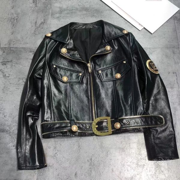 women's leather faux women coat spring autumn short length locomotive model style aurora jacket pattern of letters turndown collar 2302, Black
women's leather faux women coat spring autumn short length locomotive model style aurora jacket pattern of letters turndown collar 2302, Black