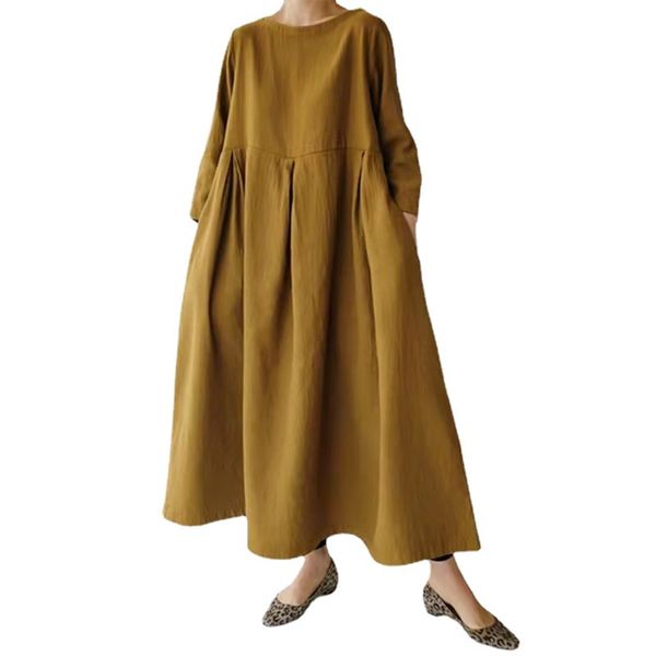casual linen round neck dress women solid side splid sundress elegant long sleeves pullover dresses, Black;gray
casual linen round neck dress women solid side splid sundress elegant long sleeves pullover dresses, Black;gray