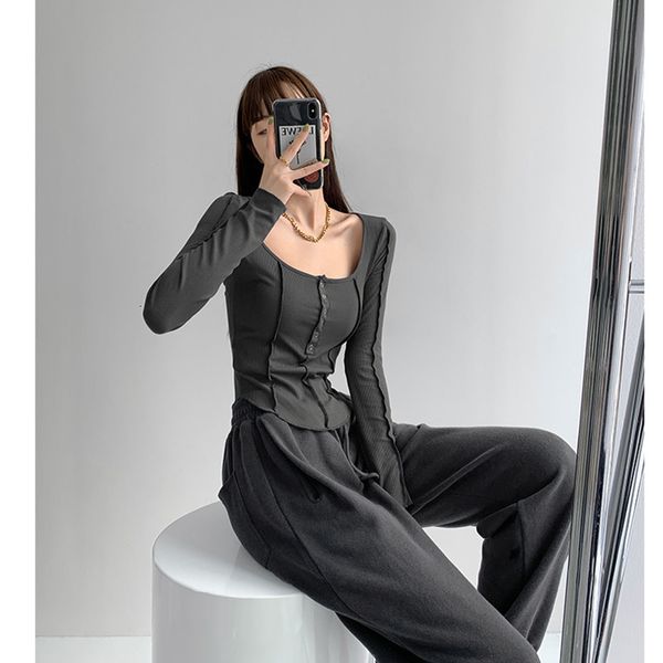 women's blouses shirts long sleeve tshirts low collar buttondesign slim bodybuilding skinny sexyladies high street korean fashion short, White
women's blouses shirts long sleeve tshirts low collar buttondesign slim bodybuilding skinny sexyladies high street korean fashion short, White