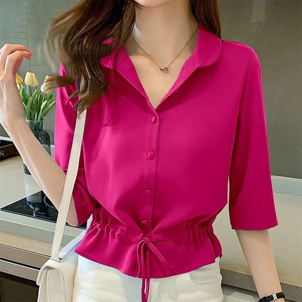 women's blouses shirts summer women all-match solid turn-down collar half sleeve chiffon shirt fashion casual shirring single-breasted, White
women's blouses shirts summer women all-match solid turn-down collar half sleeve chiffon shirt fashion casual shirring single-breasted, White