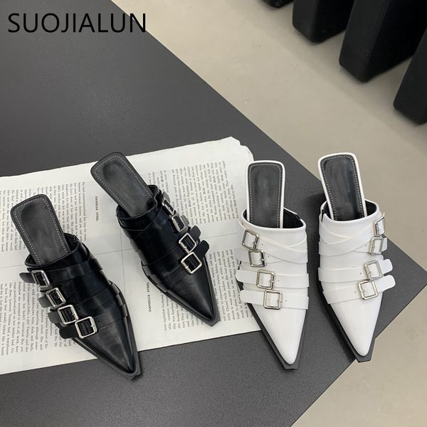 slippers suojialun 2023 spring brand women slipper fashion buckle pointed toe ladies sandal outdoor slip on mules shoes thin heel pum 230224, Black
slippers suojialun 2023 spring brand women slipper fashion buckle pointed toe ladies sandal outdoor slip on mules shoes thin heel pum 230224, Black