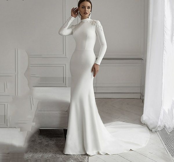 lace mermaid wedding dresses long sleeve high neck muslim bride dress satin wedding gowns 2023 vestido de noiva, White
lace mermaid wedding dresses long sleeve high neck muslim bride dress satin wedding gowns 2023 vestido de noiva, White