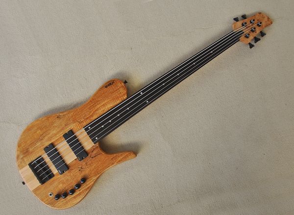 5 strings fretless neck through body electric bass guitar with dot inlay rosewood fretboard can be customized as request
5 strings fretless neck through body electric bass guitar with dot inlay rosewood fretboard can be customized as request