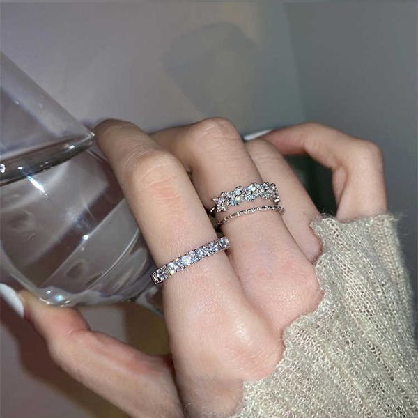 light luxury full zirconium double-layer ring set female ins high sense minority design exquisite ring opening fashion, Silver
light luxury full zirconium double-layer ring set female ins high sense minority design exquisite ring opening fashion, Silver