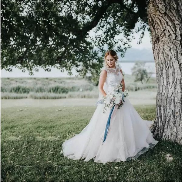 moden sheer jewel tull wedding dress capped applique beaded sash wedding gown elegant bridal gowns for garden, White
moden sheer jewel tull wedding dress capped applique beaded sash wedding gown elegant bridal gowns for garden, White