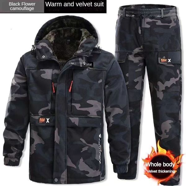 men's tracksuits winter plush labor protection suit thickened wear-resistant camouflage construction work warm and cold proof 230224, Gray
men's tracksuits winter plush labor protection suit thickened wear-resistant camouflage construction work warm and cold proof 230224, Gray