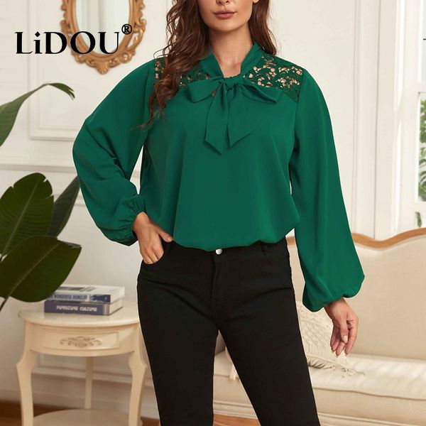women's plus size t-shirt autumn winter fashion solid color plus size lace shirt women long sleeve temperament dignified blouse female, Black
women's plus size t-shirt autumn winter fashion solid color plus size lace shirt women long sleeve temperament dignified blouse female, Black