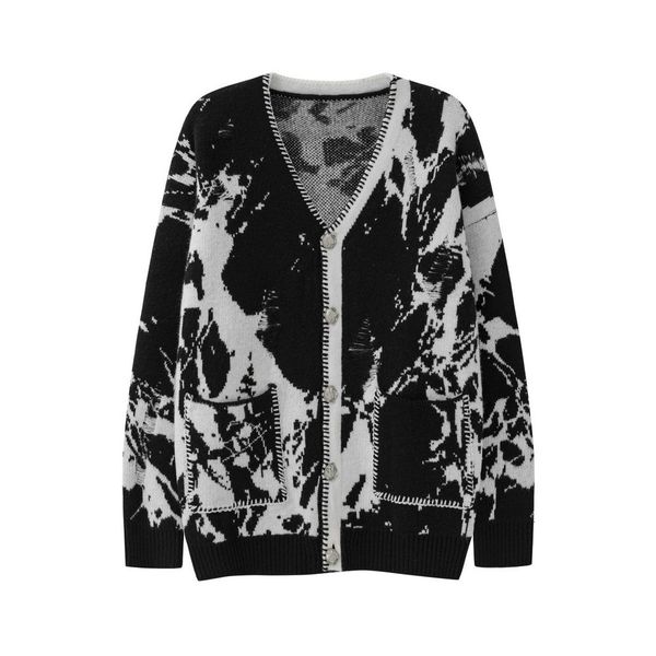 men's sweaters pockets vneck frayed marbling winter jacket sweater cardigan y2k clothes spring coat gothic couple clothing 2023 230223, White;black
men's sweaters pockets vneck frayed marbling winter jacket sweater cardigan y2k clothes spring coat gothic couple clothing 2023 230223, White;black