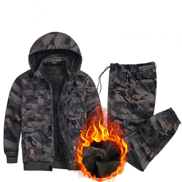 men's tracksuits winter cotton fleece thickened work clothes suit cold proof warm insulation camouflage labor protection tactical 23022, Gray
men's tracksuits winter cotton fleece thickened work clothes suit cold proof warm insulation camouflage labor protection tactical 23022, Gray