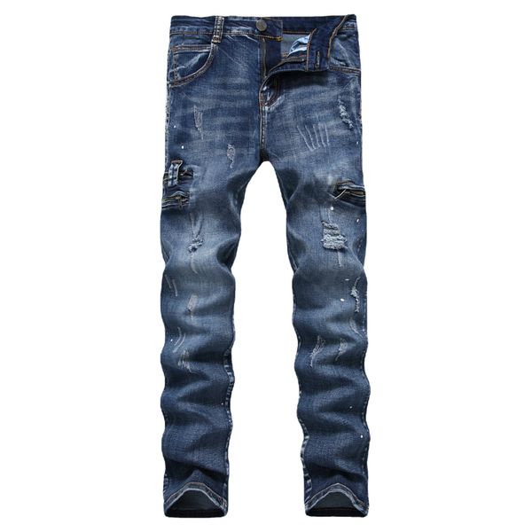 est fashion mens jeans ripped destroyed zipper slim straight biker skinny men denim multi color trousers, Blue
est fashion mens jeans ripped destroyed zipper slim straight biker skinny men denim multi color trousers, Blue