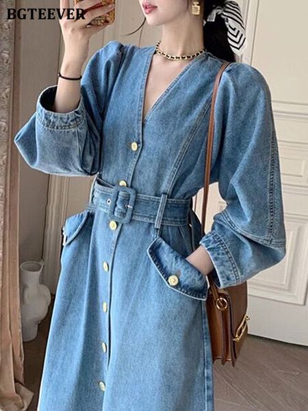 casual dresses bgteever spring autumn vneck denim aline women long sleeve belted pockets singlebreasted female jeans vestidos 230224, Black;gray
casual dresses bgteever spring autumn vneck denim aline women long sleeve belted pockets singlebreasted female jeans vestidos 230224, Black;gray