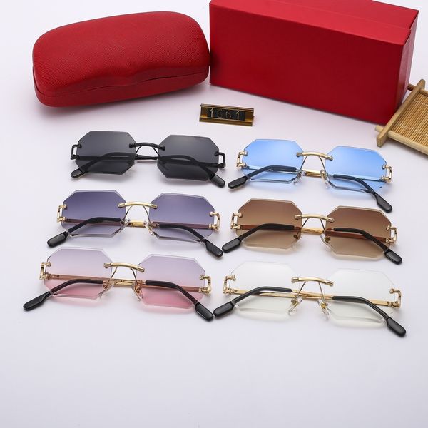 new sunglasses designers fashion mens sunglasses leopard head polygon eyeglasses rimless metal eyewear driving sungalss goggle, White;black
new sunglasses designers fashion mens sunglasses leopard head polygon eyeglasses rimless metal eyewear driving sungalss goggle, White;black