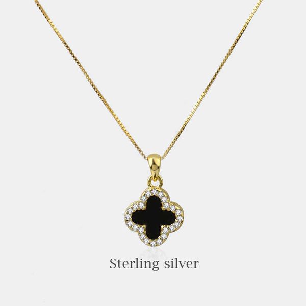 double sided clover black agate necklace a two wearing lucky grass clavicle chain female cool wind white seashell fashion, Silver
double sided clover black agate necklace a two wearing lucky grass clavicle chain female cool wind white seashell fashion, Silver