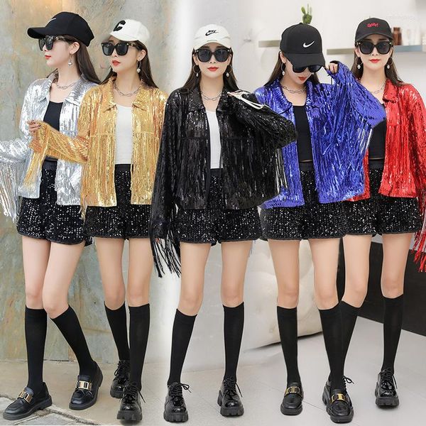women's jackets rock fringe sequin jacket vintage long sleeve silver reflective ladies coat top, Black;brown
women's jackets rock fringe sequin jacket vintage long sleeve silver reflective ladies coat top, Black;brown