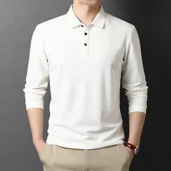 men's polos fashion solid men polo shirt long sleeve spring casual tee white collar shirt korean style male polo shirt luxury clothing, White;black
men's polos fashion solid men polo shirt long sleeve spring casual tee white collar shirt korean style male polo shirt luxury clothing, White;black