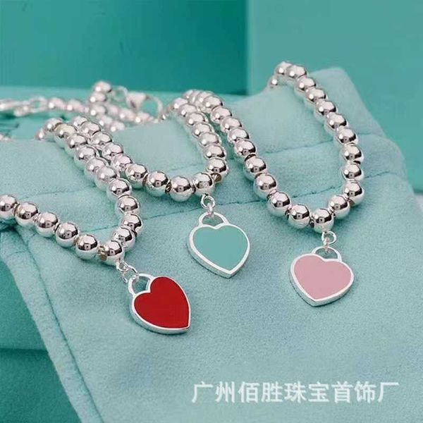 high-quality tiffay s925 sterling silver love bracelet heart shaped blue round beads simple and versatile hand decorated enamel buddha bead, Black
high-quality tiffay s925 sterling silver love bracelet heart shaped blue round beads simple and versatile hand decorated enamel buddha bead, Black