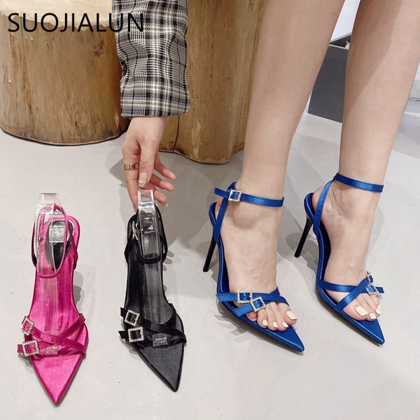 sandals suojialun 2023 summer brand narrow band women sandal shoes thin high heel pointed toe ankle strap ladies dress pumps sh 230224, Black
sandals suojialun 2023 summer brand narrow band women sandal shoes thin high heel pointed toe ankle strap ladies dress pumps sh 230224, Black