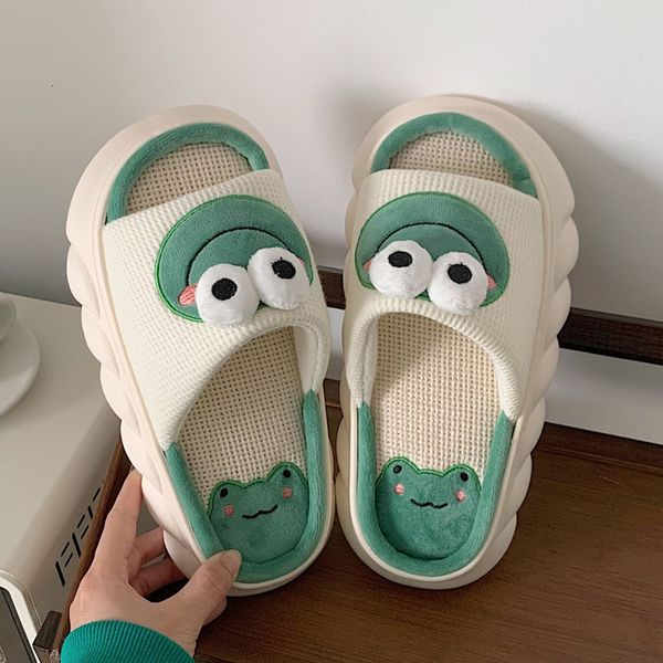 slippers cute frog linen slippers women non slip thick sole summer autumn shoes kawaii pillow slides home indoor men flip flops 230224, Black
slippers cute frog linen slippers women non slip thick sole summer autumn shoes kawaii pillow slides home indoor men flip flops 230224, Black
