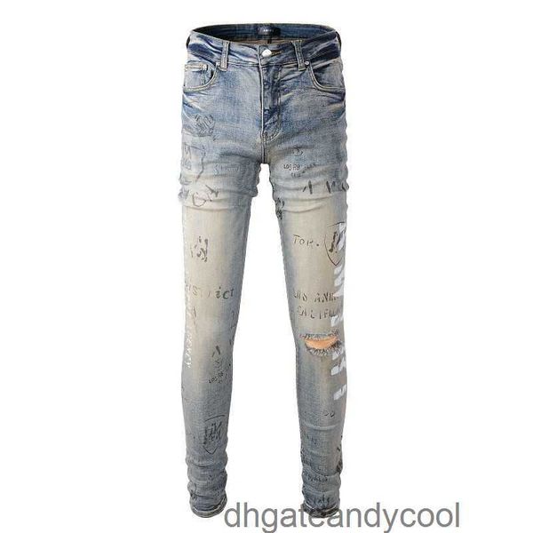 brand denim jeans designer pants man fashion 2023 fog high street broken letter graffiti made amirs old wash water elastic slim ins jeans ma, Blue
brand denim jeans designer pants man fashion 2023 fog high street broken letter graffiti made amirs old wash water elastic slim ins jeans ma, Blue