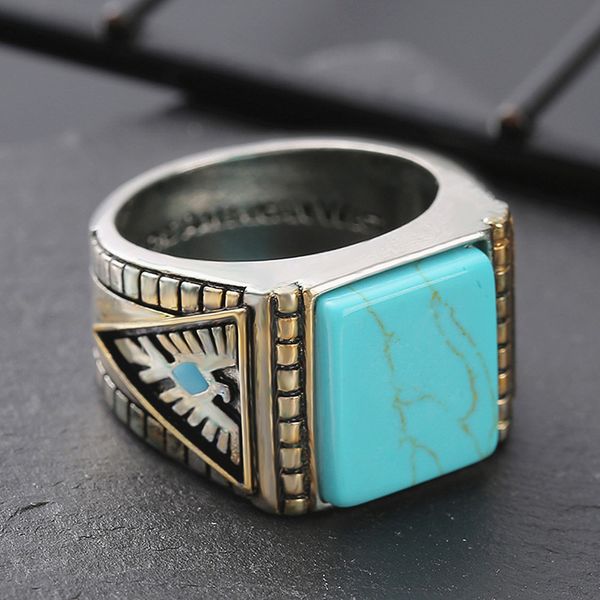 with side stones fashion vintage square turquoise rings for men feather carving indian accessories jewelry bague masculine cool band gift 23, Silver
with side stones fashion vintage square turquoise rings for men feather carving indian accessories jewelry bague masculine cool band gift 23, Silver